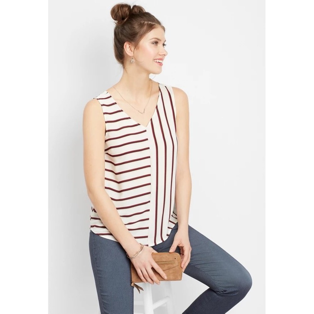 Maurices Mix Striped Tank XL Colorblock Sleeveless Blouse Casual Work